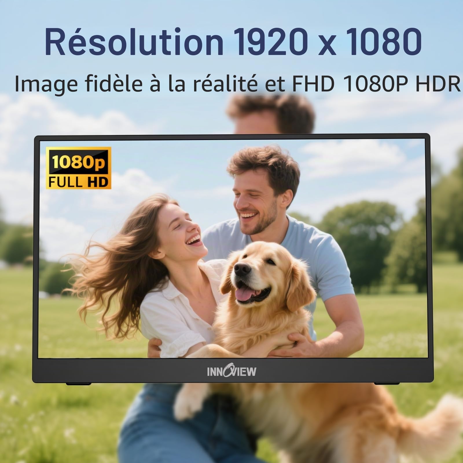 InnoView Écran Portable, 15,8 Pouces 1920x1080 FHD Moniteur Portable IPS Full HD USB-C Ecran PC Double Hautparleur Intégré avec HDMI Type C, pour, Xbox, PS, etc, avec Étui de Protection