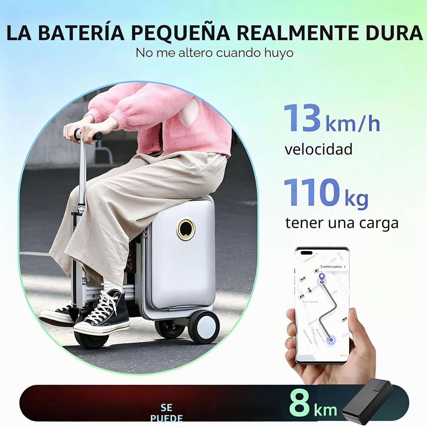 Maleta Inteligente Eléctrica 20'' con Marco de Aleación de Aluminio, Batería Segura 93,6 WH,Cerradura con Contraseña,Puerto de Carga Externo,Diseño Ligero e Impermeable Silver-with2battery