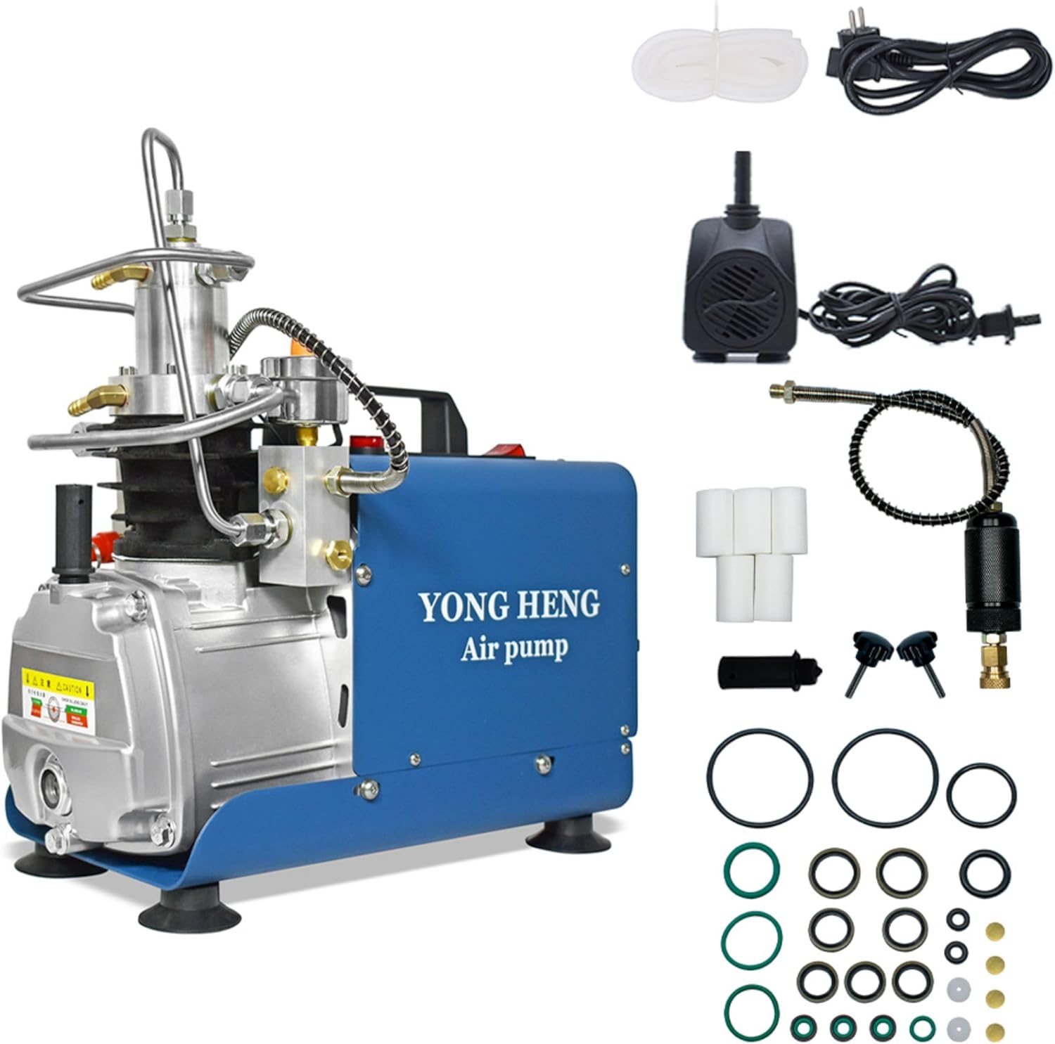 YONG HENG 4500Psi/30Mpa/ High Pressure Air Compressor Pump, LCD Display Pcp Air Compressor Pump, Auto-Stop Version with Built-in Water-Oil Separator Filter, for Filling PCP Air Rifle