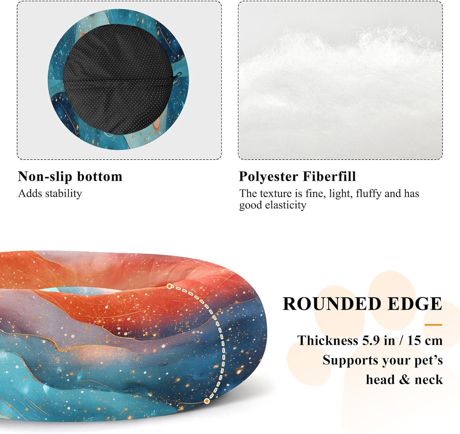 Glistening Peach Turquoise Red Pet Dog Beds Anti-Slip Dog Pillow Bed for Small Size Pets Supplies S