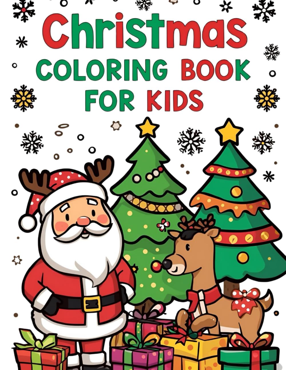 Christmas Coloring Book For Kids: Fun and Easy Holiday Coloring Pages for Ages 4–8