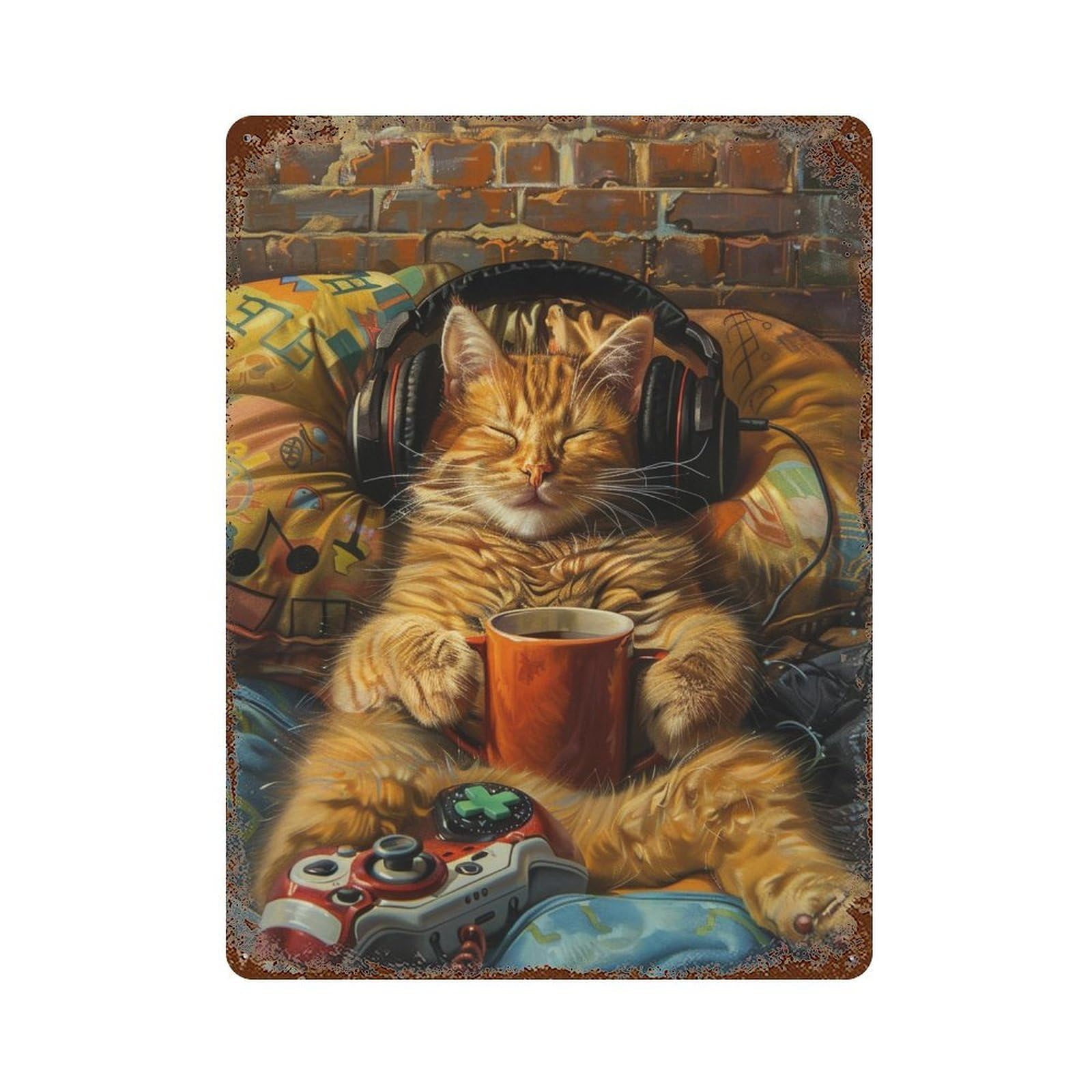 HDURYEYRYY Retro Leisure Tabby 02 Wall Retro Iron Vintage Art Metal Tin Sign Poster Modern Home Cofffee Club Art Bar Shop Decor Style 40x30cm