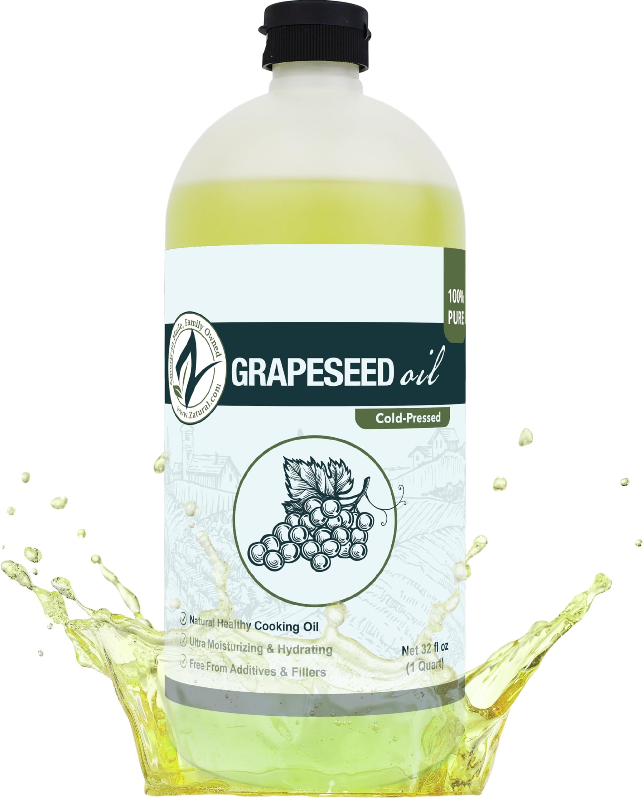 GrapeSeed Oil-Cold Pressed, Virgin, Undiluted, 100% Pure Grape Seed Oil (32 Ounce)