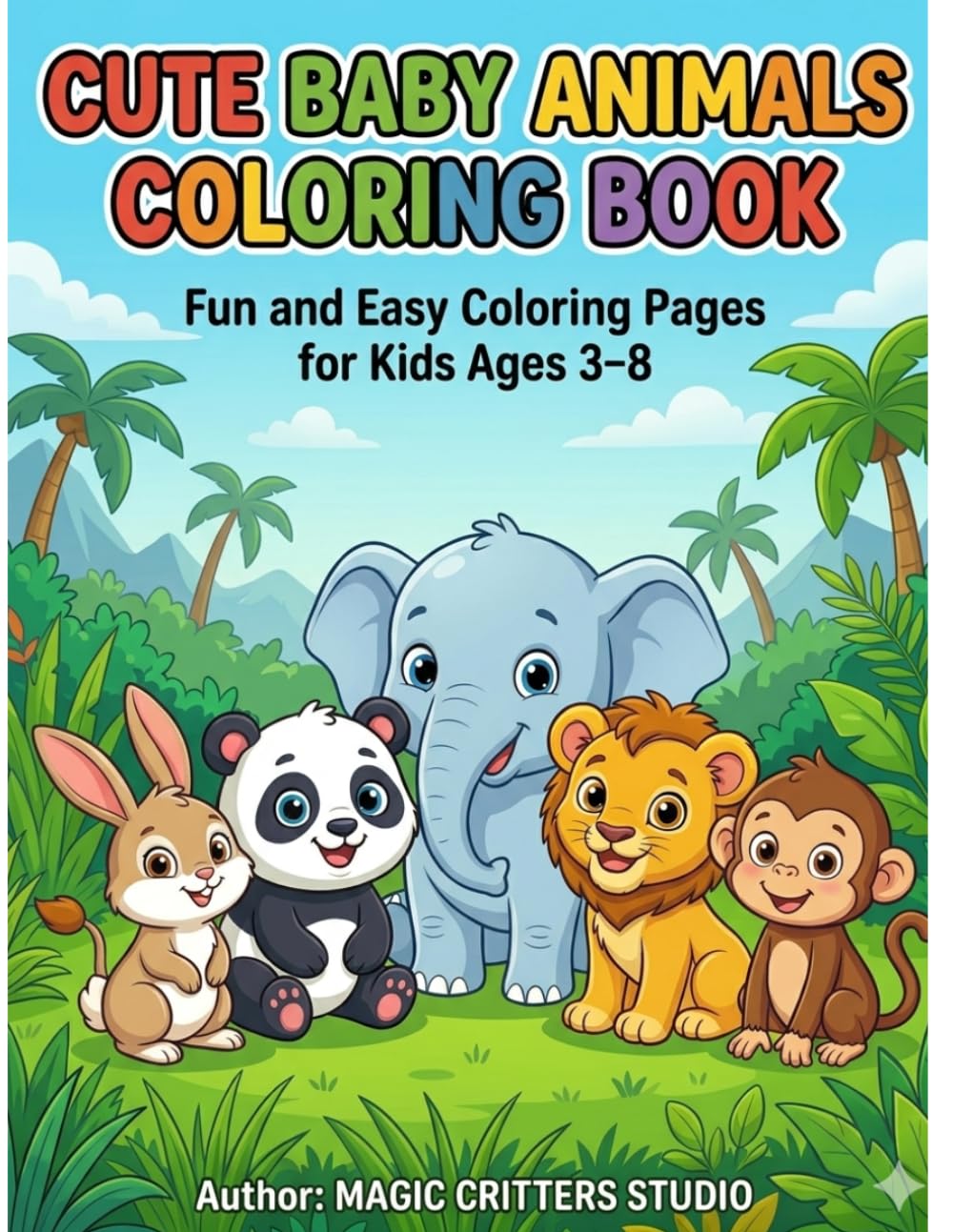 Magic Critters: Cute Baby Animals Coloring Book: Easy and Fun Animal Coloring Pages for Kids Ages 3–8