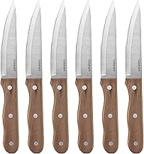 Cuisinart C55W-S6STK Advantage Cutlery Conjunto de 6 facas de carne de nogueira com rebite triplo