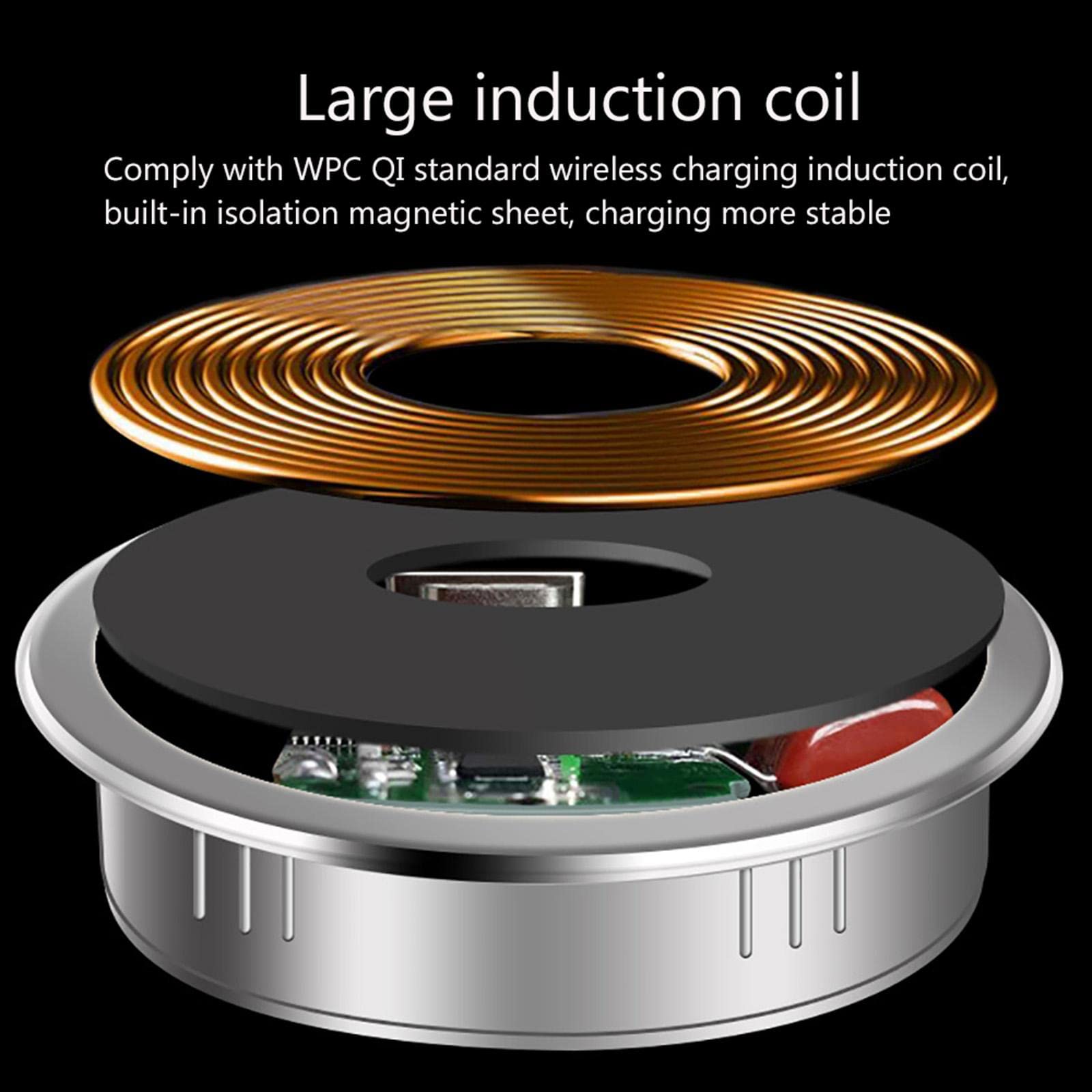 Milageto Inalámbrico de Escritorio Base de Carga Rápida Estación Integrada con Tecnología de Protección Inteligente y Puertos USB Adecuados para, 5W