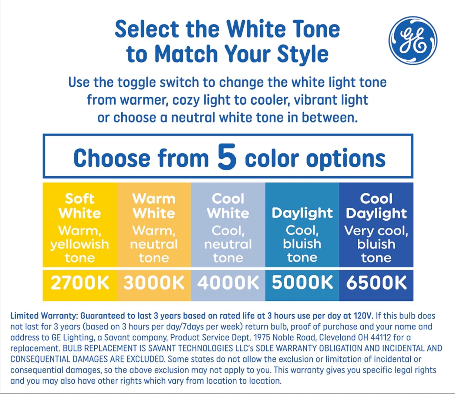 GE Color Select LED 100 Watt Replacement, A19 General Purpose Bulbs (2 Pack)