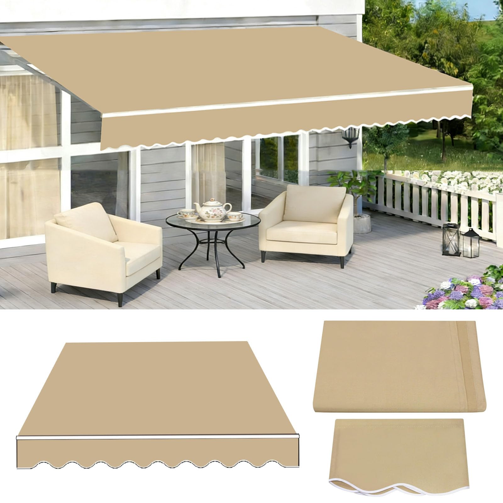 Toile imperméable en polyester anti-pluie pour grand patio