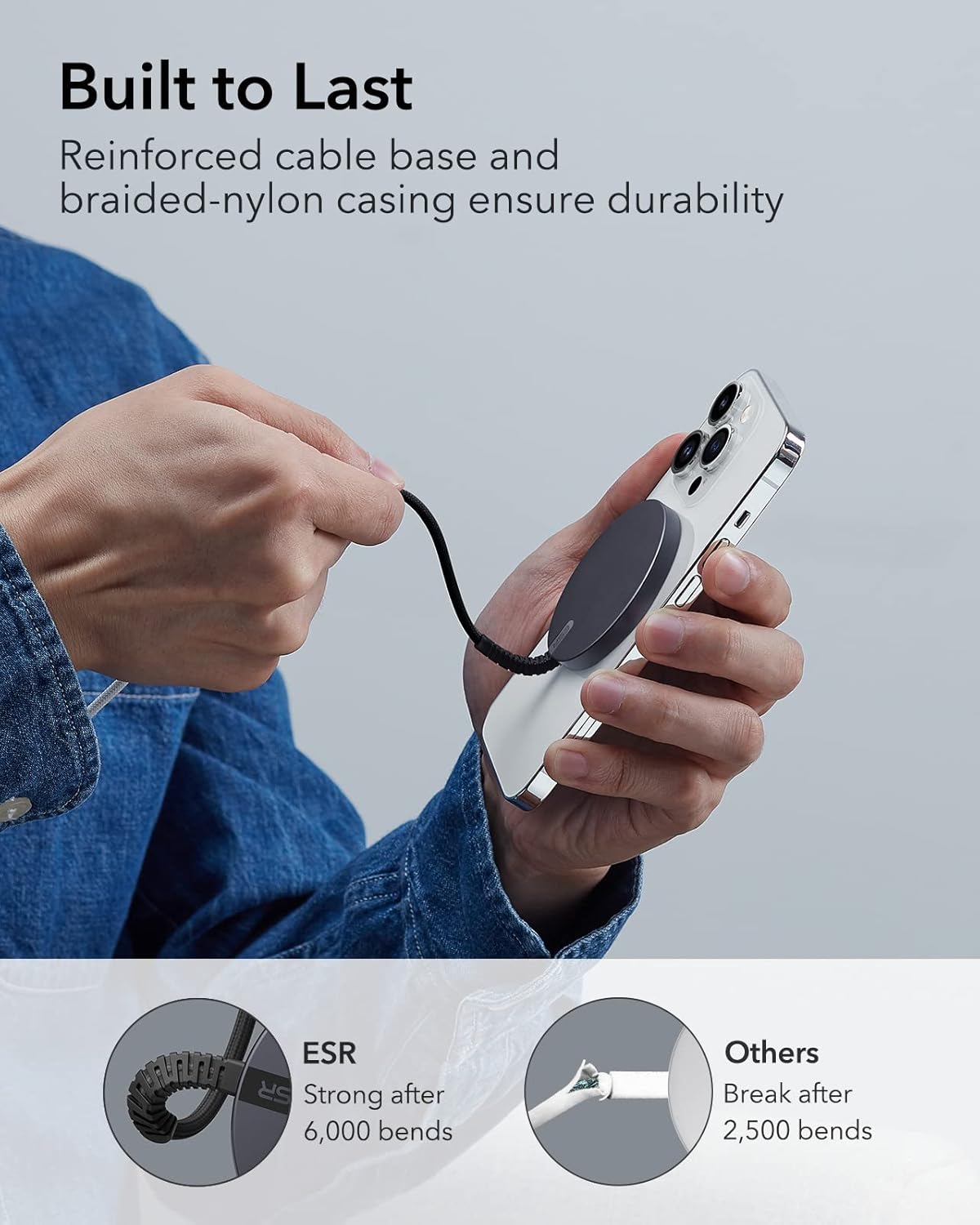 ESR HaloLock Mini Wireless Charger, MagSafe-Compatible Charger Compatible with iPhone 15/14/14 Plus/14 Pro/14 Pro Max/13/12 Series