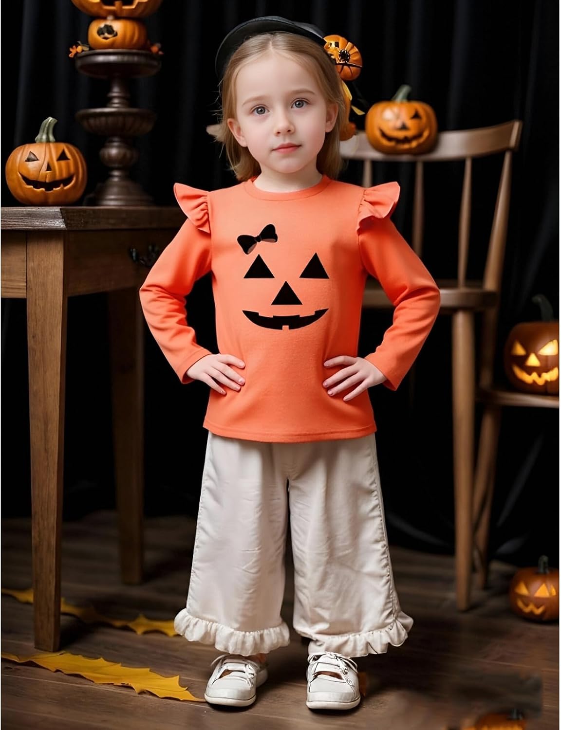 Toddler Baby Girl Soft Thick Crewneck Ruffle Tops Infant Girls Cotton Long Sleeve T-Shirt