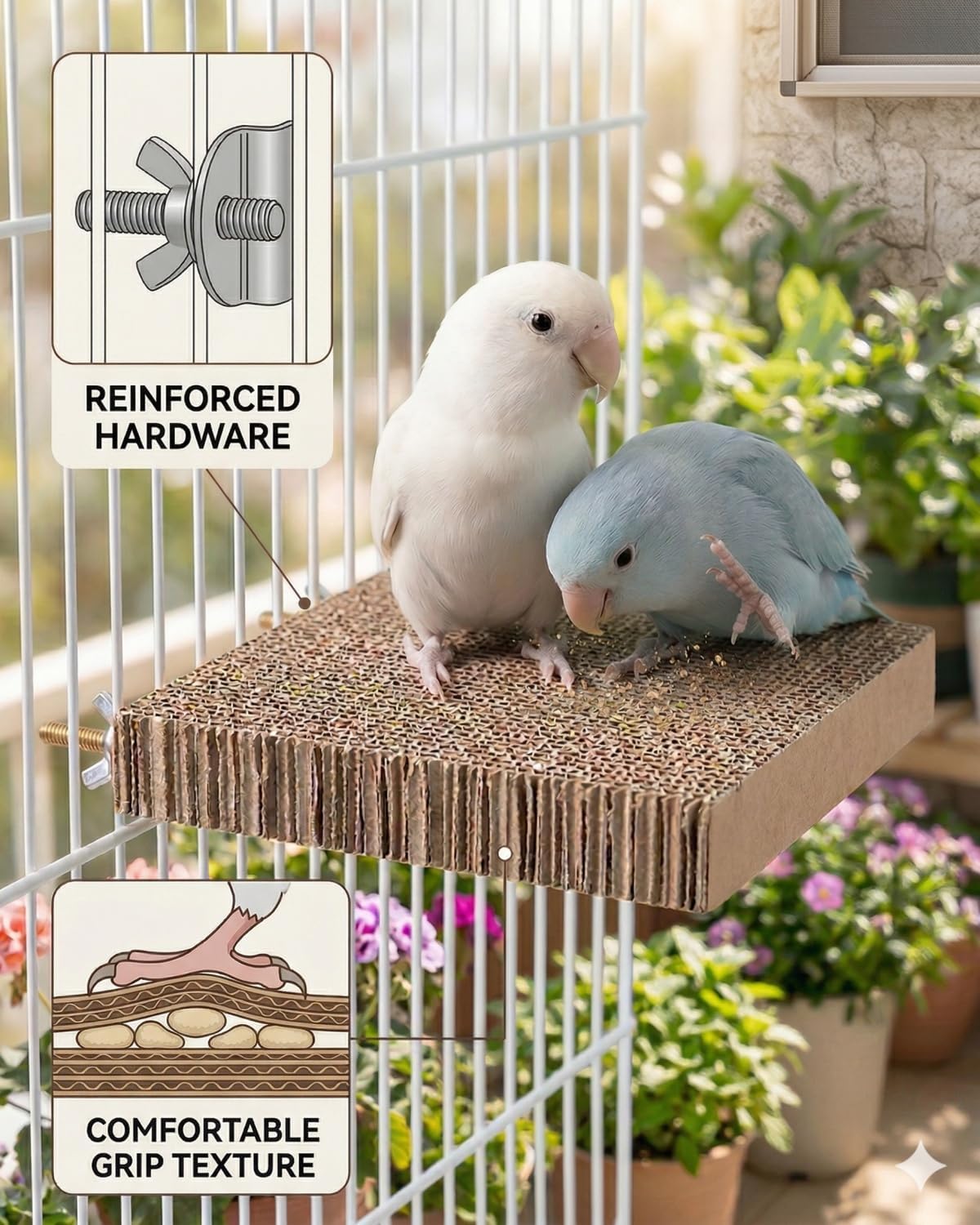2-Pack 7.9 Inch Bird Platform Perch | Foraging & Shredding Toy for Parakeets Cockatiels Conures | Chewable Cardboard Perch Stand for Small Parrots Cage