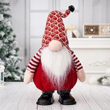 GMOEGEFT Christmas Gnome Singing and Dancing Santa, Xmas Nordic Holiday Home Decorations, Red and White