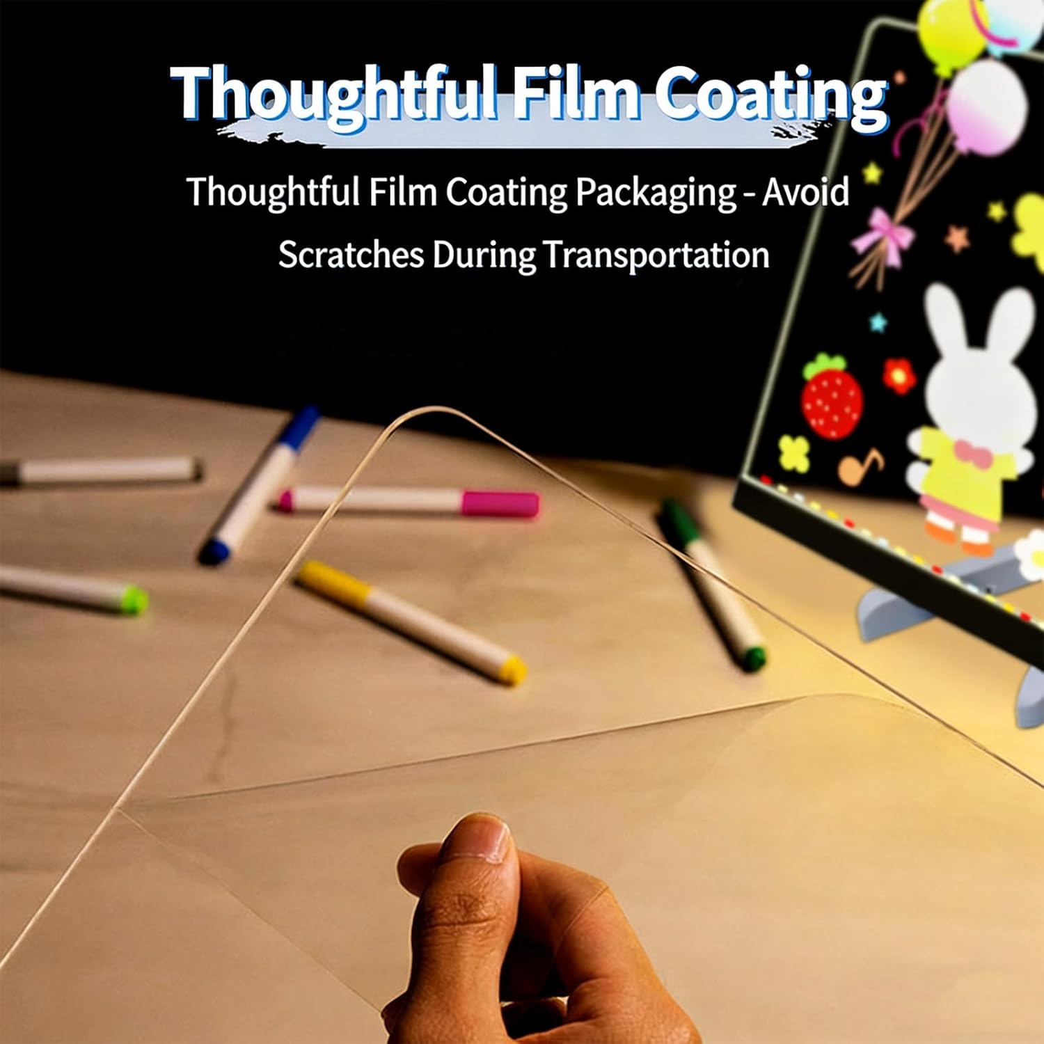 USB Powered LED Drafting Table Highlighting 7 RGB Colors Modifiable Light 15x15cm Large Face for Pretend Play Travel Deck and Donations LED Drafting Table