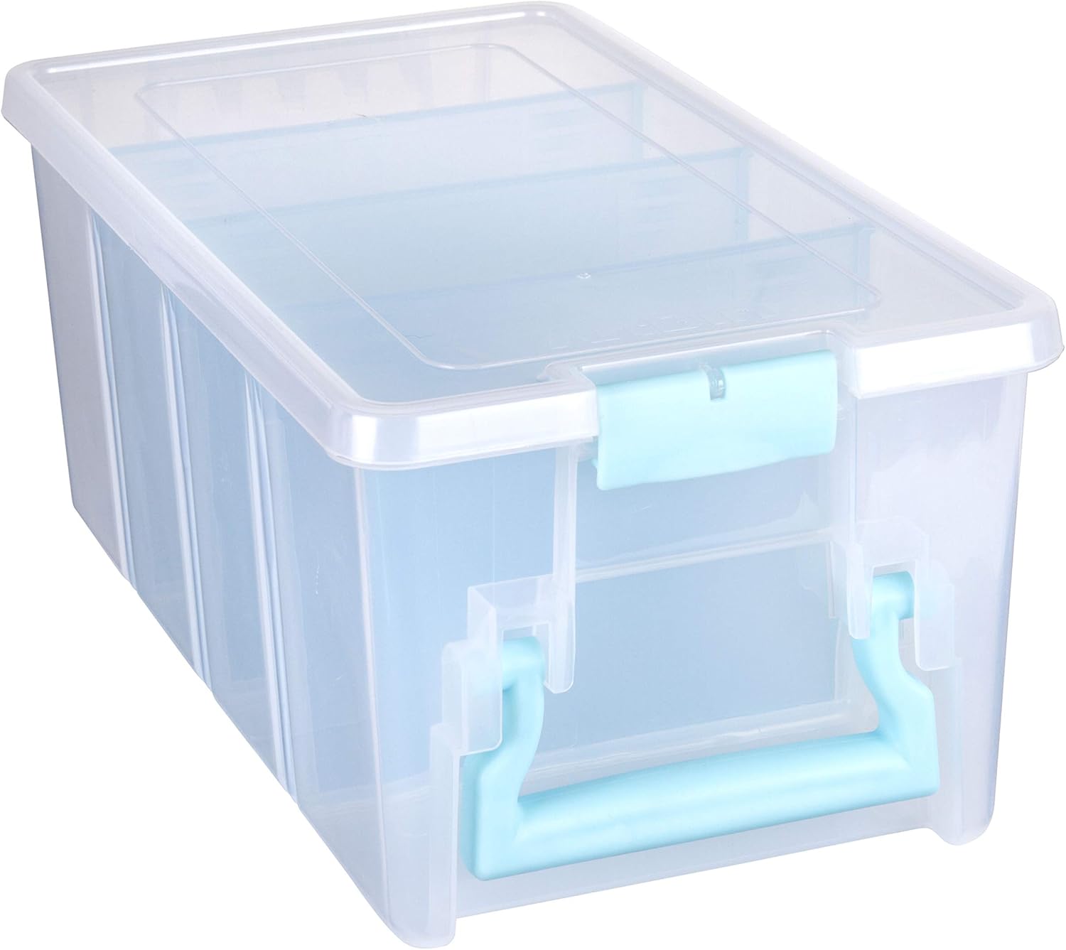 ArtBin 6925AA Semi Satchel with Removable Dividers, Portable Art & Craft Organizer with Handle, [1] Plastic Storage Case, Clear with Aqua Accents, 0 : Home & Kitchen