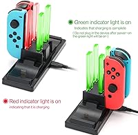 Vista 5 de Base de cargador de controlador para Nintendo Switch, estación de carga 6 en 1 para Nintendo Switch Joy-Con y controladores Pro, color negro
