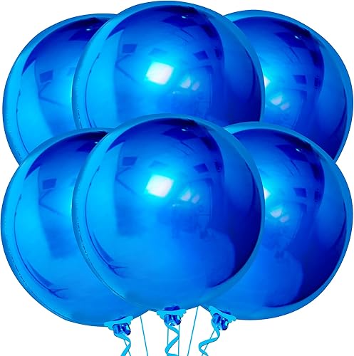 Miniatura 2 de KatchOn, Globos grandes de color azul rey, paquete de 10, globos plateados metálicos, globos de Mylar azul real, globos 4D, globos plateados para