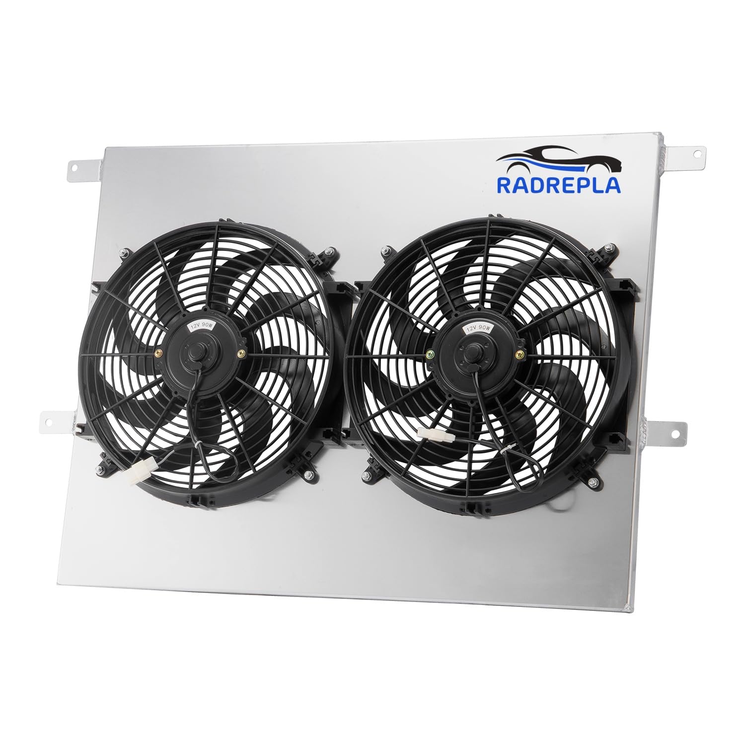 Aluminum Radiator Shroud Fan for 1983-1996 Ford F250 F350 F150 Super Duty 7.3L 6.9L V8 Diesel with Electric Fan 2x14 Fans