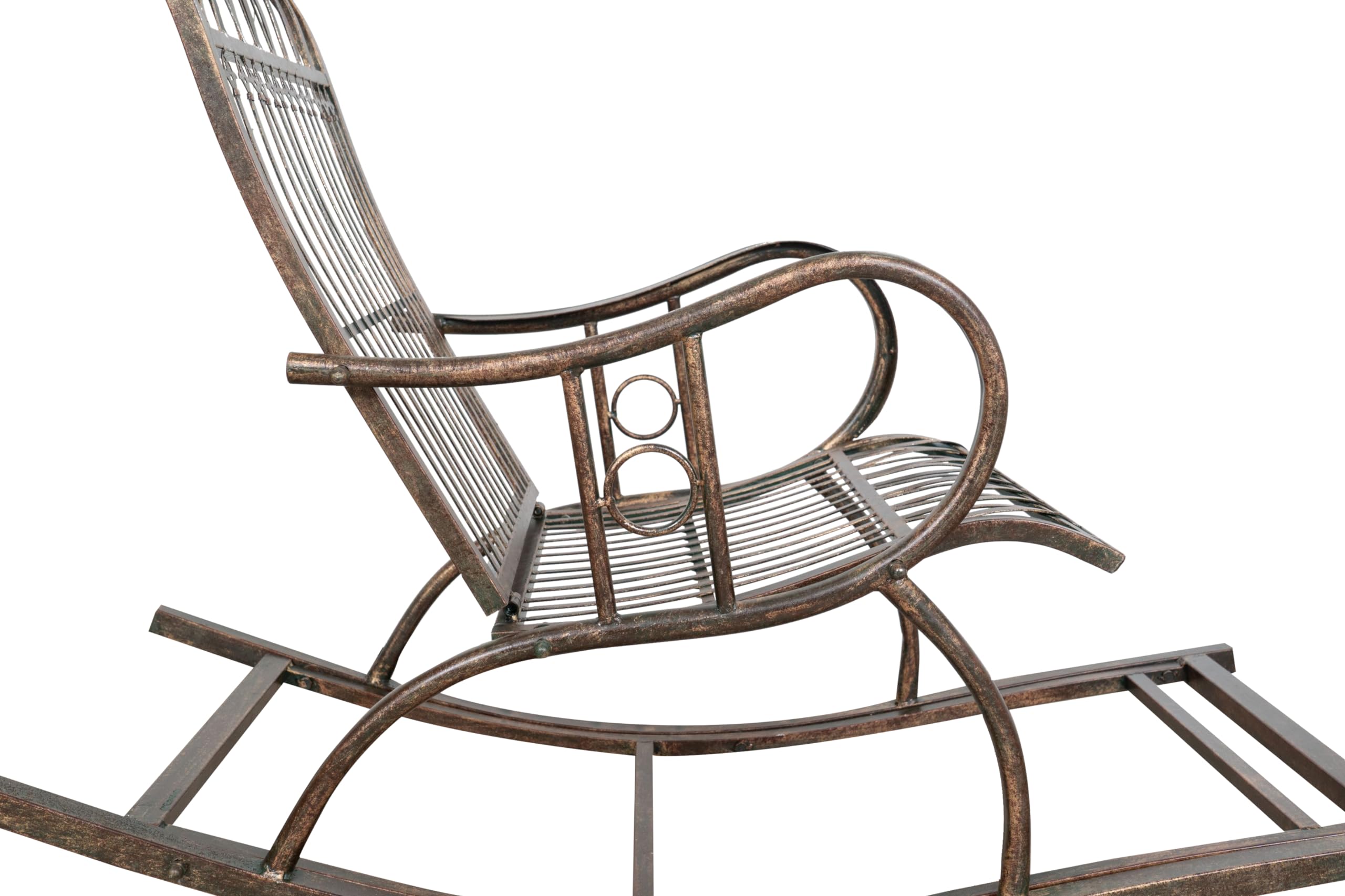 Biscottini Fauteuil à Bascule en Fer forgé Finition Rouille patinée L127XPR64xH90 cm