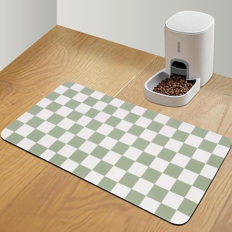 Tapete para Alimentação de Cães e Gatos CooRug em PU Antiderrapante Verde, 81,28 x 43,18 cm
