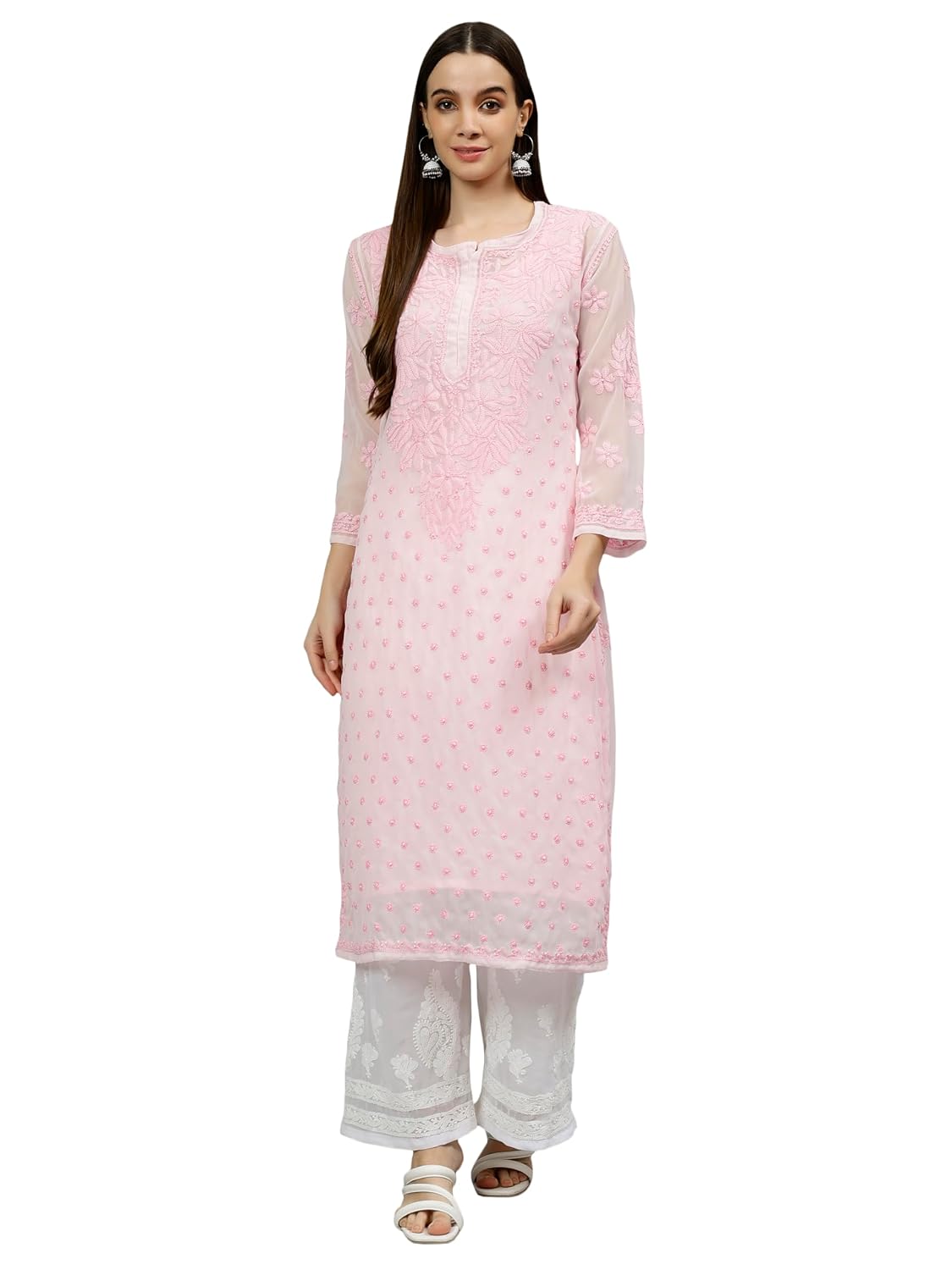 Seva Chikan Hand Embroidered Lucknowi Chikankari Georgette Women's Straight Kurta with Slip SCL4496 - Review, Price and Buying Guide