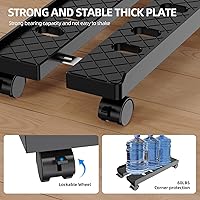 Vista 3 de Soporte de CPU móvil ajustable, Soporte de torre de computadora ventilado con 4 ruedas con rodamientos se adapta a la mayoría de torres de PC