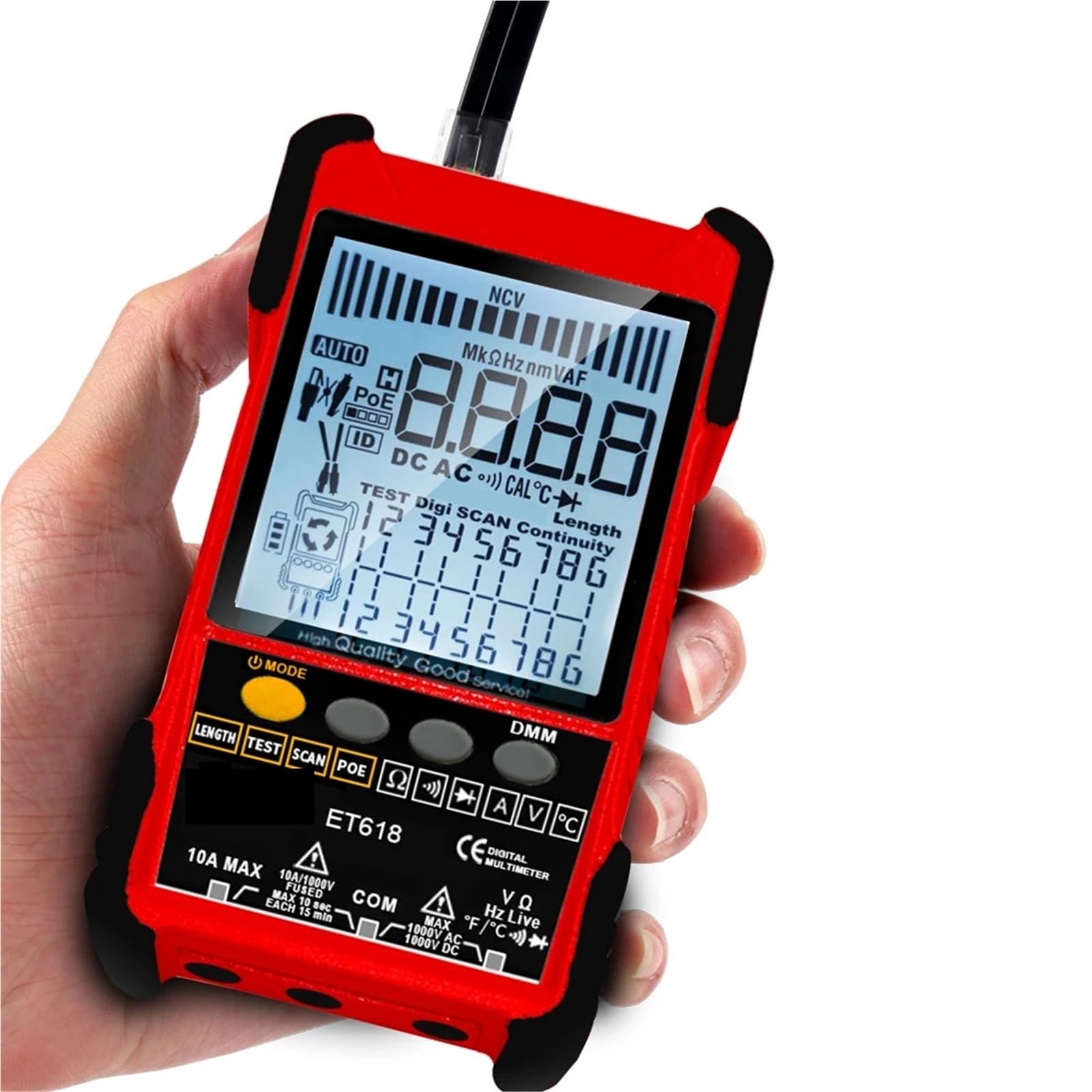 Tester for cavi di rete Analogici Ricerca digitale Test POE Accoppiamento Sensibilità regolabile for Prove di trasmissione(Tester+multimeter)