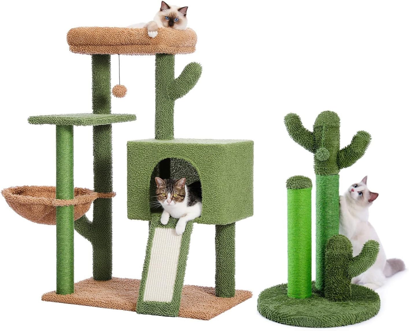 PAWZ Road 41 Inches Cactus Cat Tree with Scratching Post