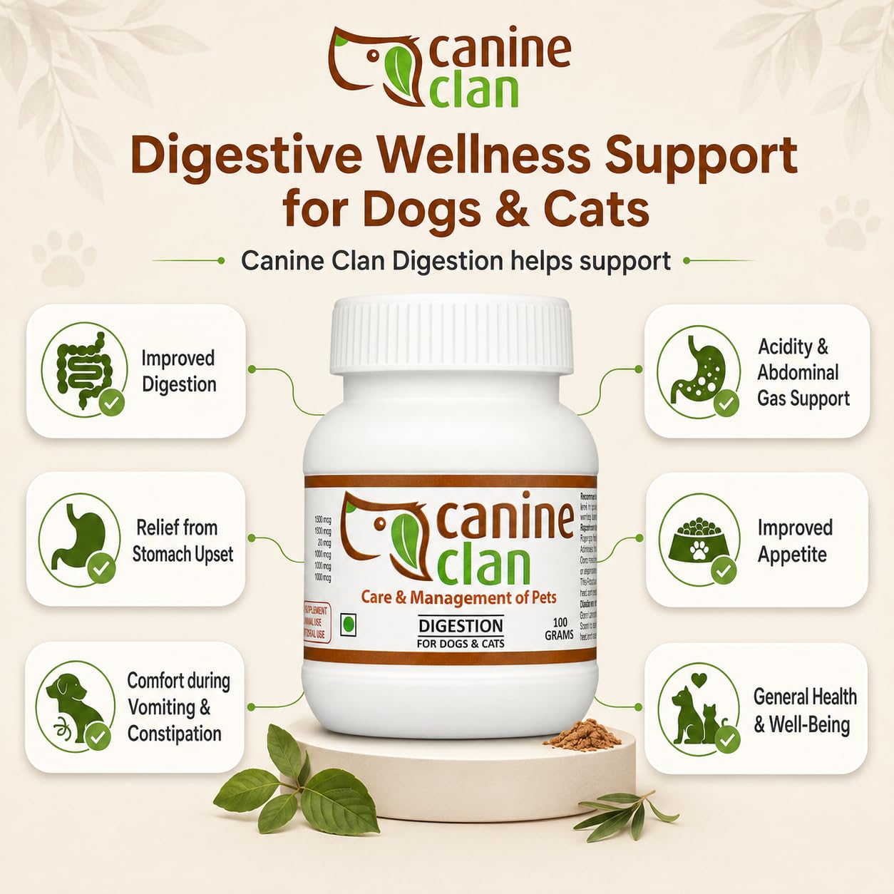 (Digestion) – for Dogs & Cats | Use in Vomiting, Constipation, Gas, Acidity, Indigestion, Appetite Loss | Supplement for Pets | 100 Grams — Amazon image 2