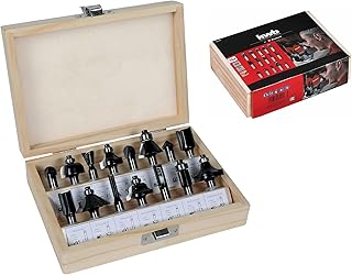 Original Einhell 15-Piece Milling Cutter Set (Suitable for Electric Routers, 15 Pieces, 8 mm Shank Diameter, in Wooden Case)