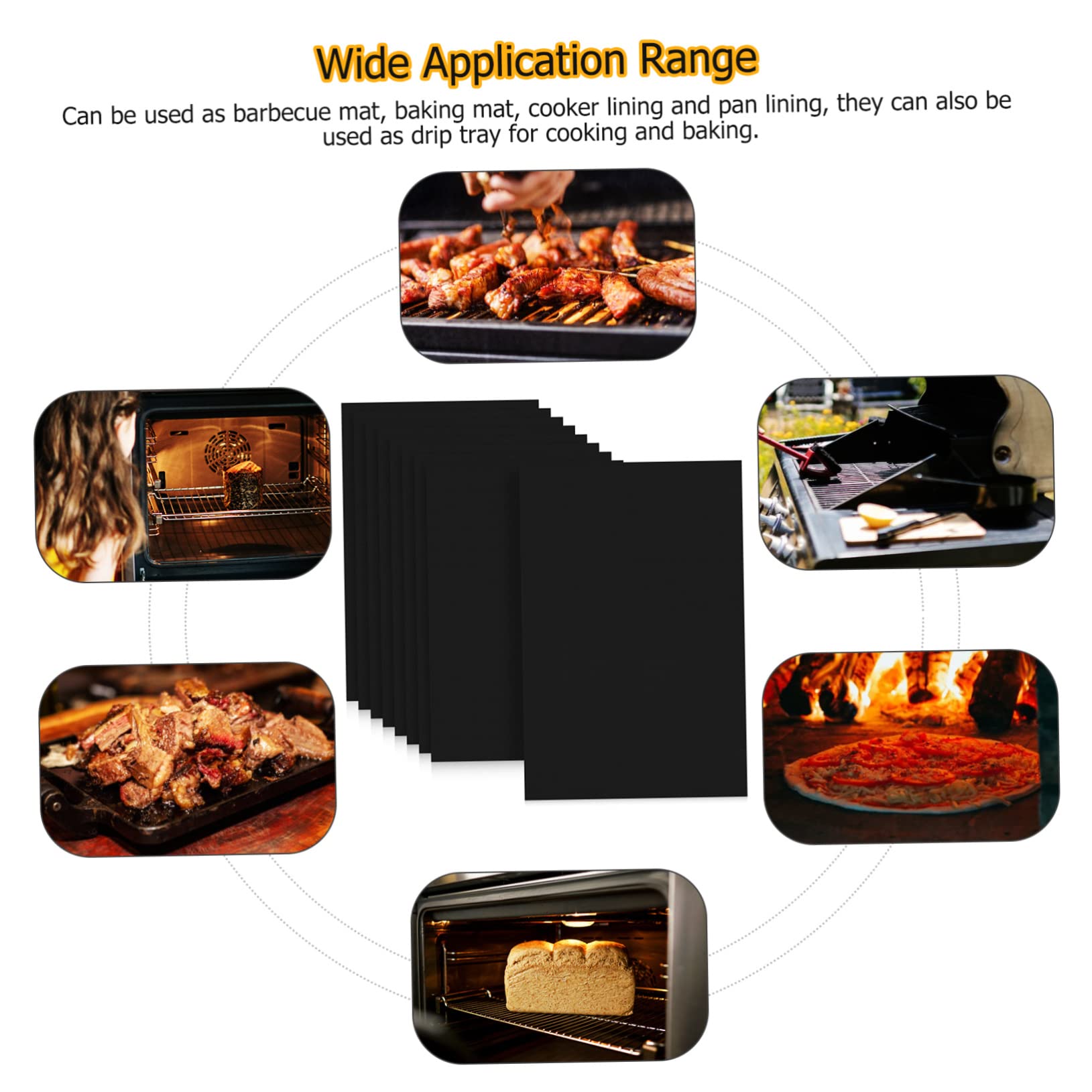 9pièces Tapis de Four Antiadhésif Résistant Chaleur Doublures pour Plaque de Cuisson Réutilisables pour Barbecue et Cuisson Four