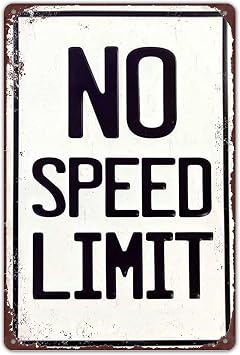 Ylens Tin Sign No Speed Limit Vintage Reproduction Metal Sign 8 x 12