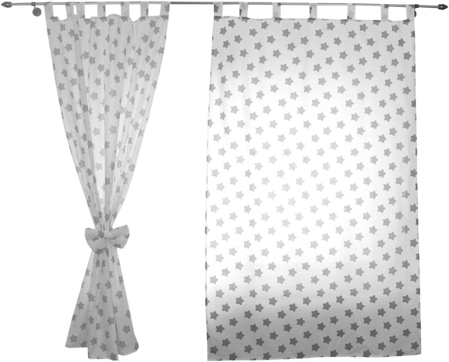 Tuptam Rideaux Pour Chambre D Enfant Avec Des Passants 2 Pcs Blanc Gris Etoiles Env 155x95 Cm Amazon Fr Bebe Et Puericulture