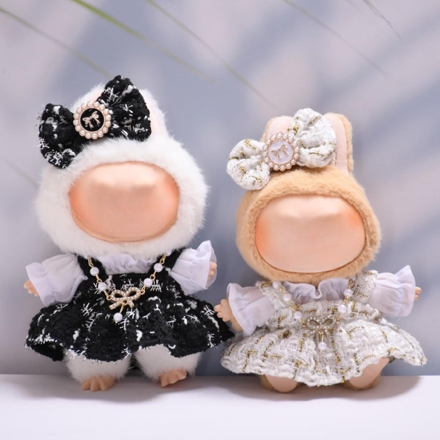 Doll Clothes 4-Piece Sets Compatible with Labubu Clothes Dolls Accessories Adorable Dress Up Suitable for 17CM (6.7INCHES) Dolls (No Doll)