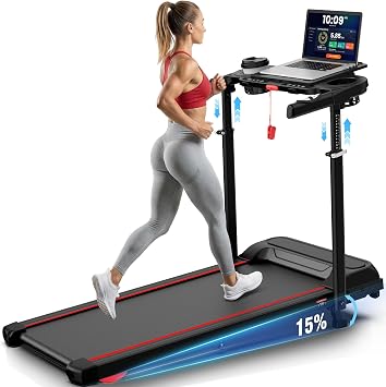 ANCHEER 2026 Premium Treadmill Incline - 3.5HP Treadmills 350+ LBS Weight Capacity, Adjustable Height with Desk & Pulse Sensor - Perfect for Home Office & Family Workouts