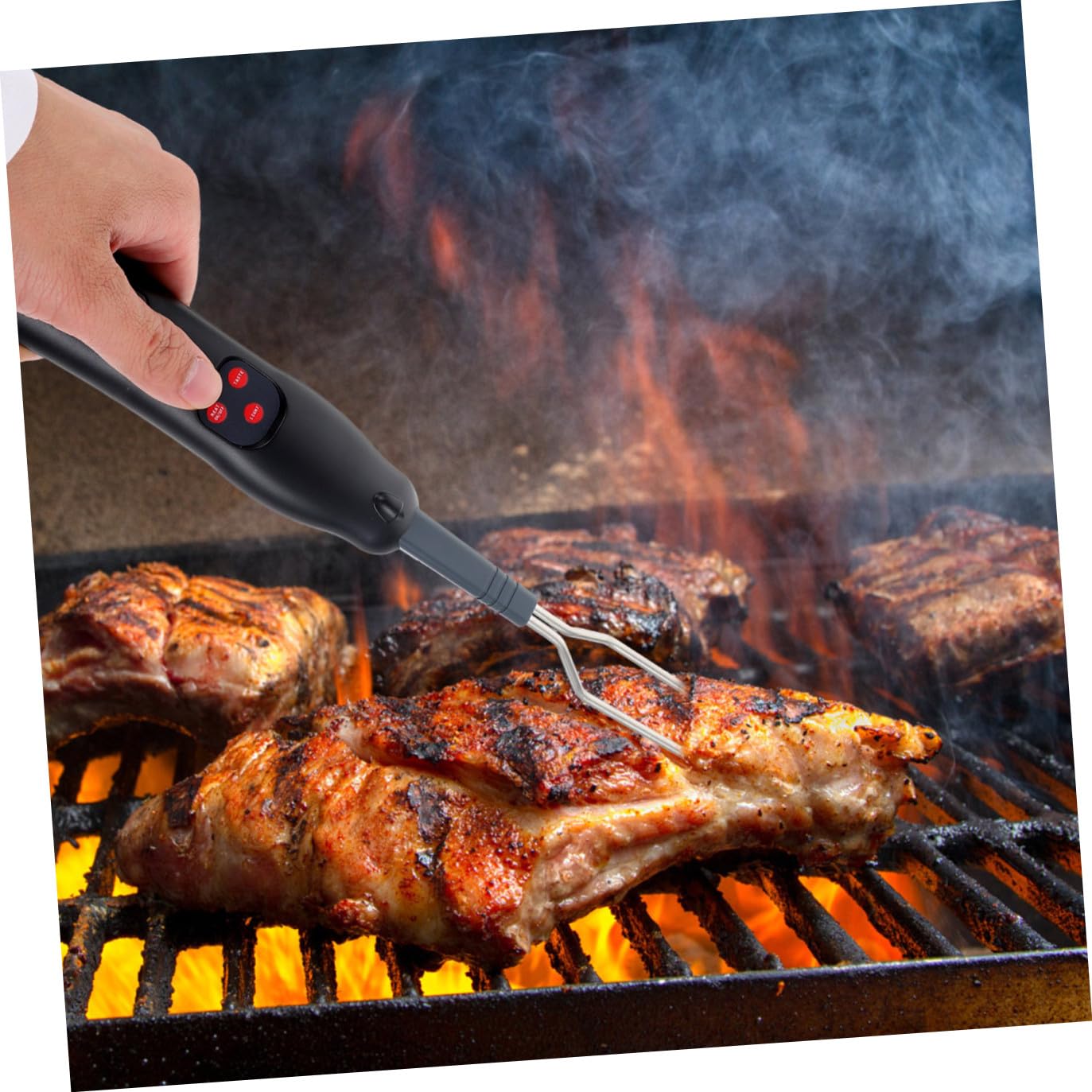 Grill Fleischthermometer Bbq Kochthermometer Mit Edelstahlsonde Für Lebensmittel Überwachung Wassertemperatur Öltemperatur Messung Gabelform Design