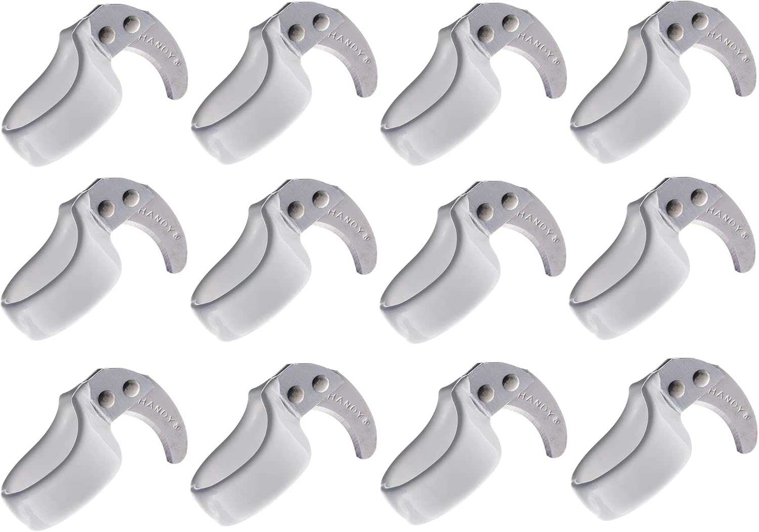 The Original Handy Safety Knife - Utility Ring Knife for Finger with Sharp, Curved Blade - Ring Size 15 - White - Standard Blade - Dozen - By Handy Twine Knife