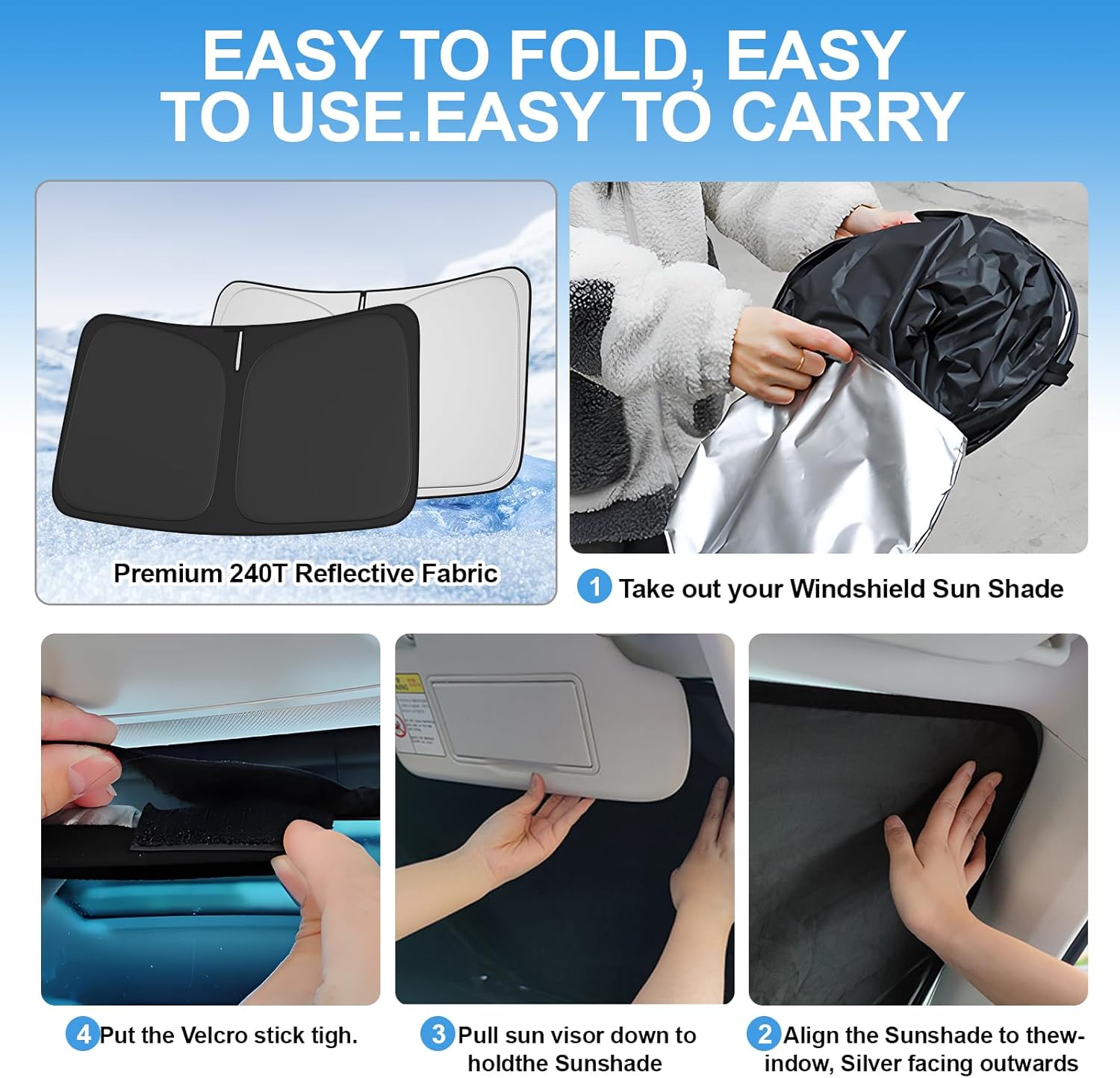 Windshield Sun Shade for Che-vrolet/Chevy Traverse 2018-2024 2025 Compatible Accessories Foldable Design Sunblocker Protects from Sun Rays & Heat Damage