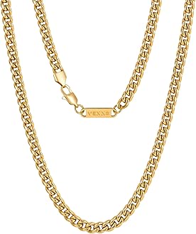 – Men's Gold Chain, 18K Real Gold Plated Miami Cuban Link Chain, Durable No Color Fading 3mm 4mm 6mm Men’s Necklace Chain Urban Fashion Street Wear