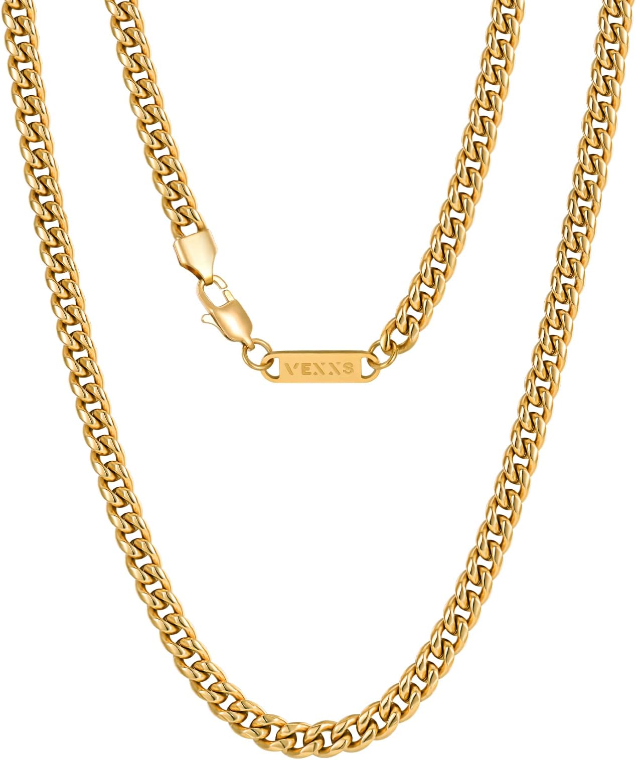 Men's Gold Chain, 18K Real Gold Plated Miami Cuban Link Chain, Durable No Color Fading 3mm 4mm 6mm Men’s Necklace Chain Urban Fashion Street Wear