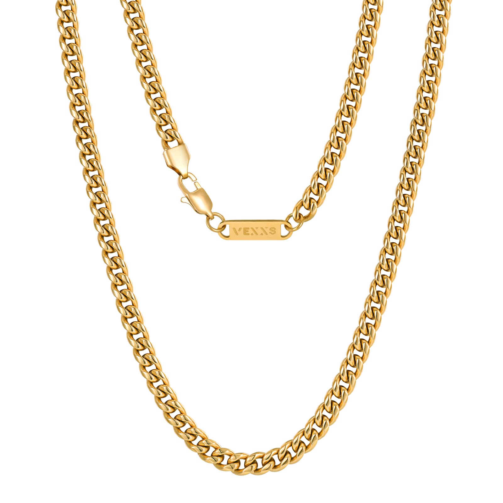 – Men's Gold Chain, 18K Real Gold Plated Miami Cuban Link Chain, Durable No Color Fading 3mm 4mm 6mm Men’s Necklace Chain Urban Fashion Street Wear