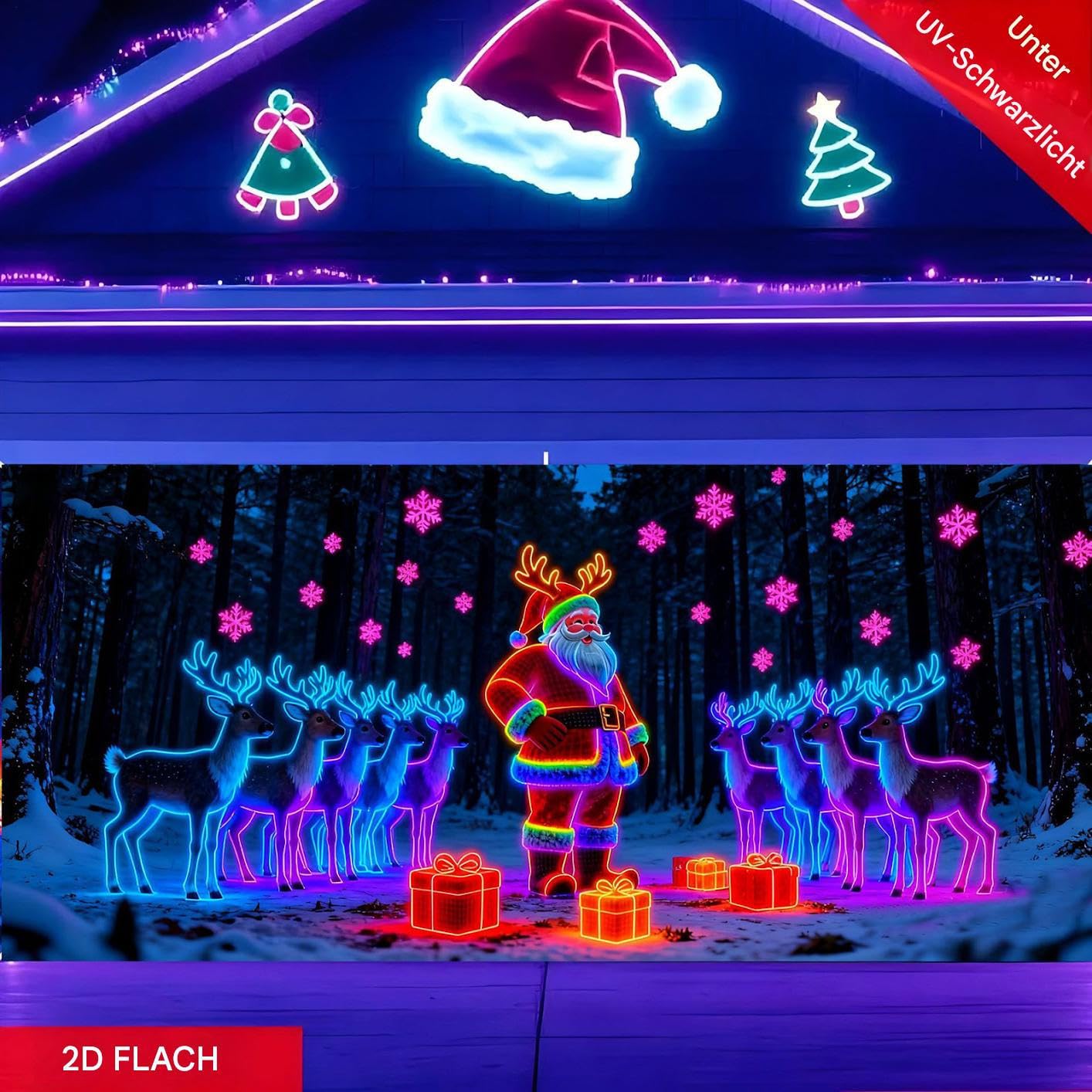 Osłona garażu bożonarodzeniowego, fluorescencyjne tło 2D, dekoracja drzwi z aktywacją UV, duży baner świąteczny, dekoracja zewnętrzna o świątecznym wzornictwie, akcesoria wewnętrzne do