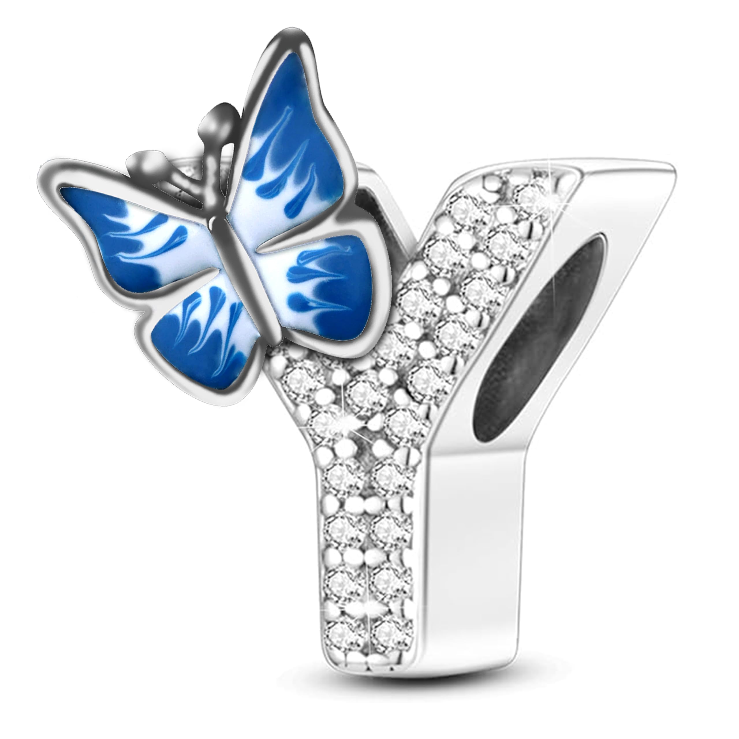 FLUFLO Charm Anhänger Damen Buchstabe A-Z für Armband 925 Sterling Silber Charms Beads passend für Pandora Armband und Halskette, Kompatibel mit Europäischen Armbänder für Frauen Mädchen X223