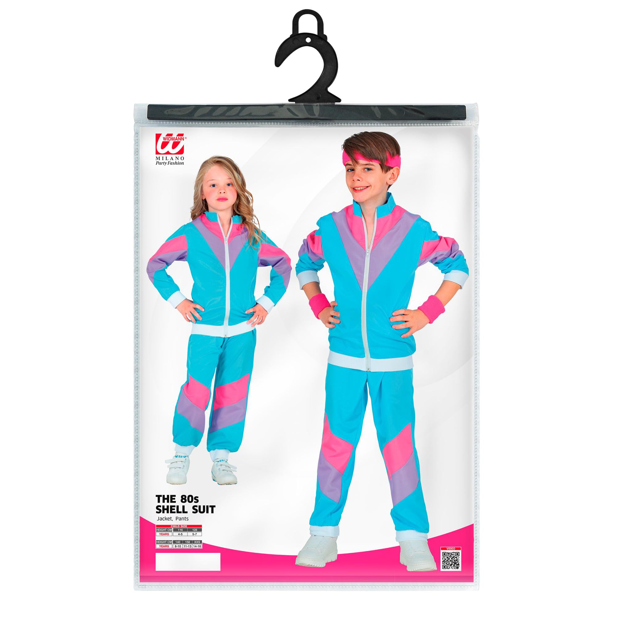 W WIDMANN MILANO Party Fashion - Trainingspak, jas en broek, jaren 80-outfit, joggingpak voor carnaval en feestjes, oranje, S
