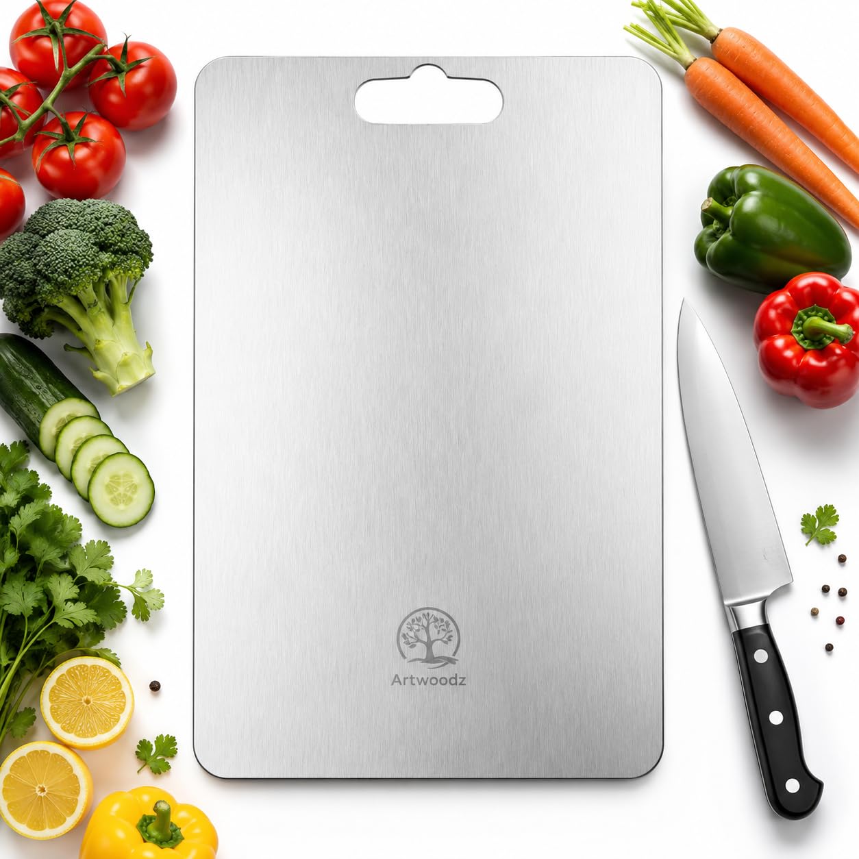Premium Stainless Steel Chopping Board | Anti Slip Cutting Board for Vegetables, Fruits & Meat | Rust Resistant Metal Board | Easy Clean Kitchen Use