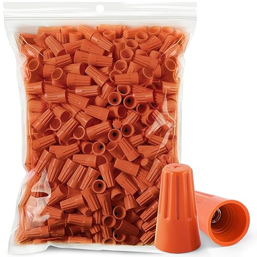 Crweety 600PCS Wire Connectors Nuts 18-16 AWG Electric Wire Caps Insulating Insert Twist Electrical Wire Connectors Orange Wire Assortment Nuts for Quick Connection