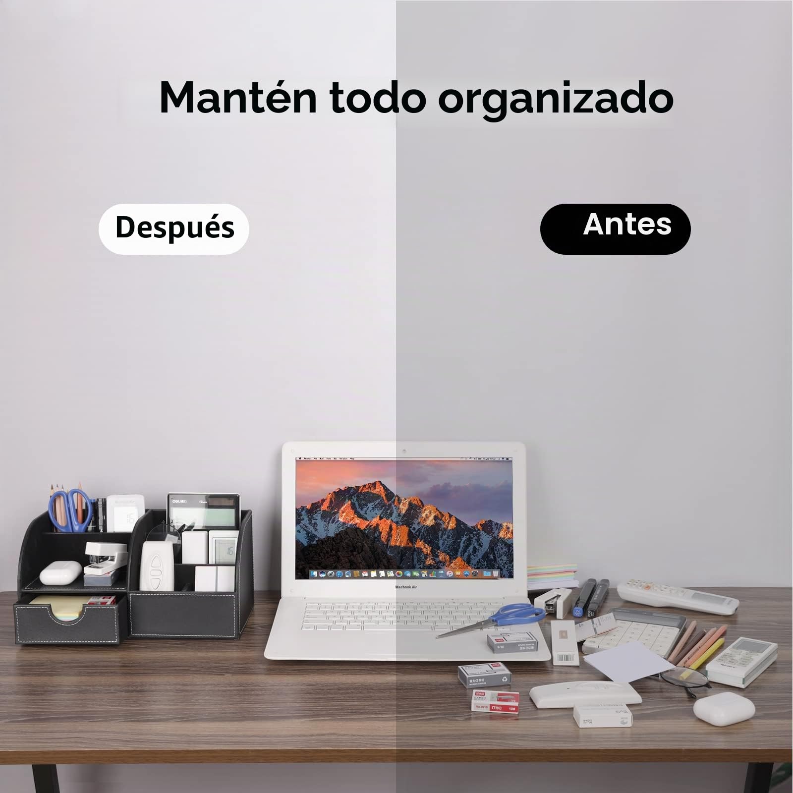 Richblue Organizador de Escritorio/Lapiceros para Escritorio/Multifuncional Organizador Lapicero (L-Negro)