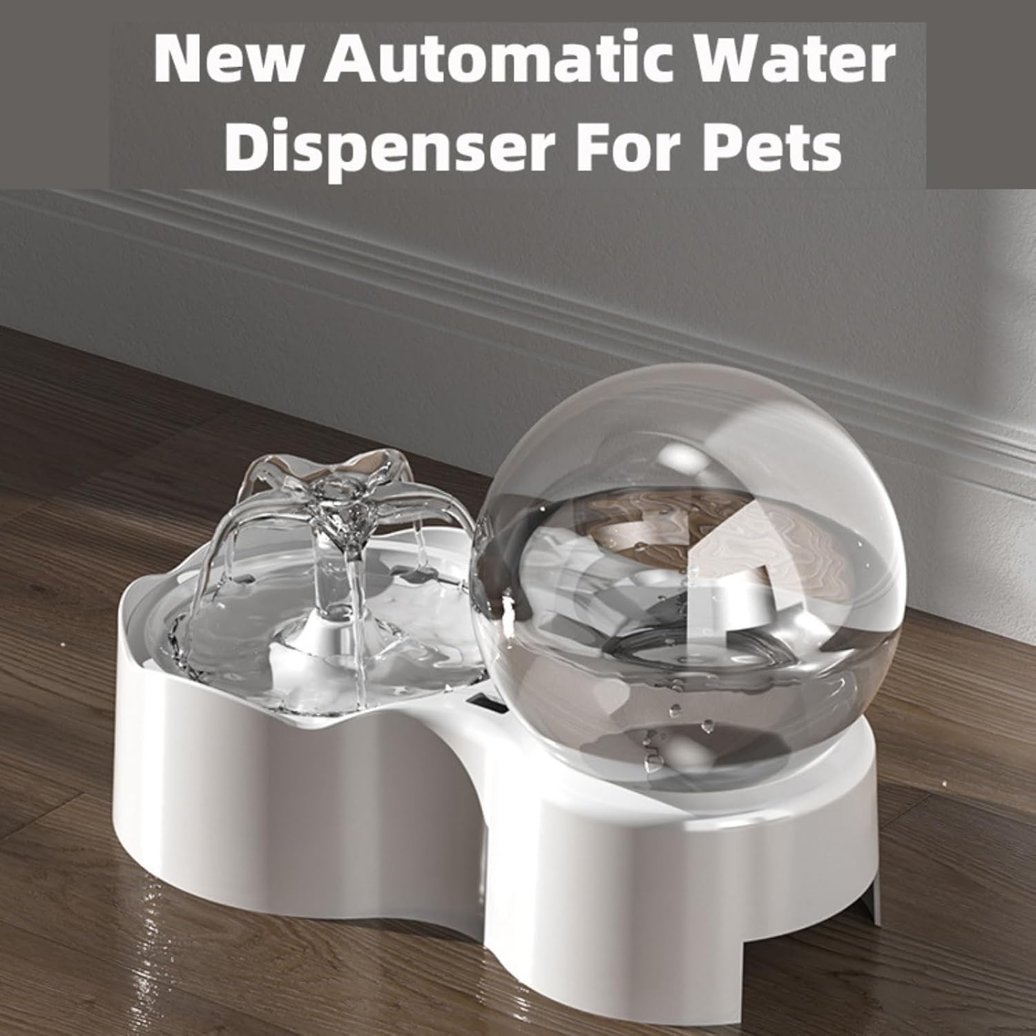Water and Food Dispenser for Cats,2 in 1 Automatic cat Feeder, Water Fountain, Food Bowl Set78oz/2.3L Cat Feeder Automatic Large Capacity Dispenser for Pets Dogs, Puppies, Kittens, Rabbits
