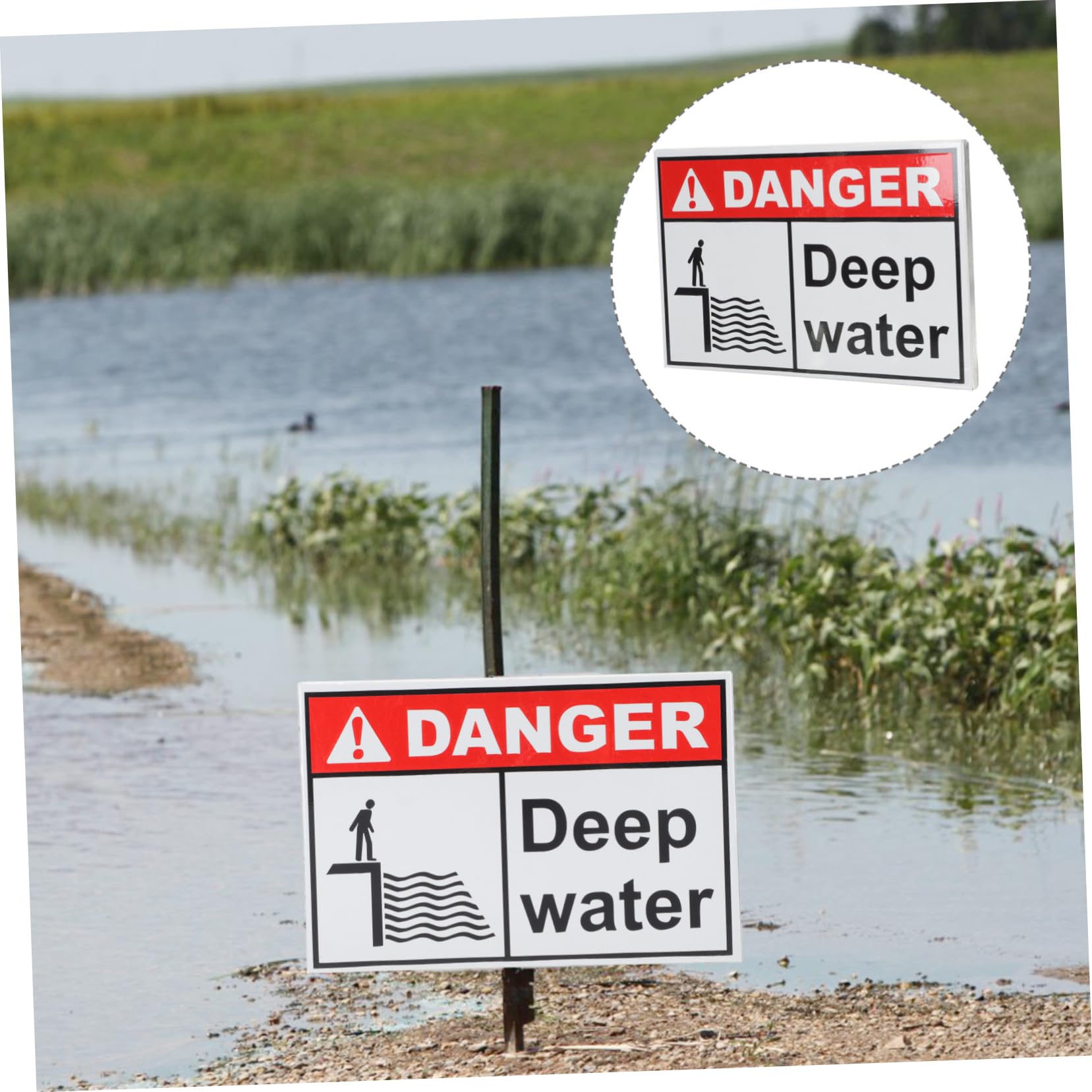 Didiseaon 3 Piezas De Señal De Identificación De Peligro De Profundidad De Agua Señal De Prohibición De Entrada De Stop es De Seguridad De Precaución Para De
