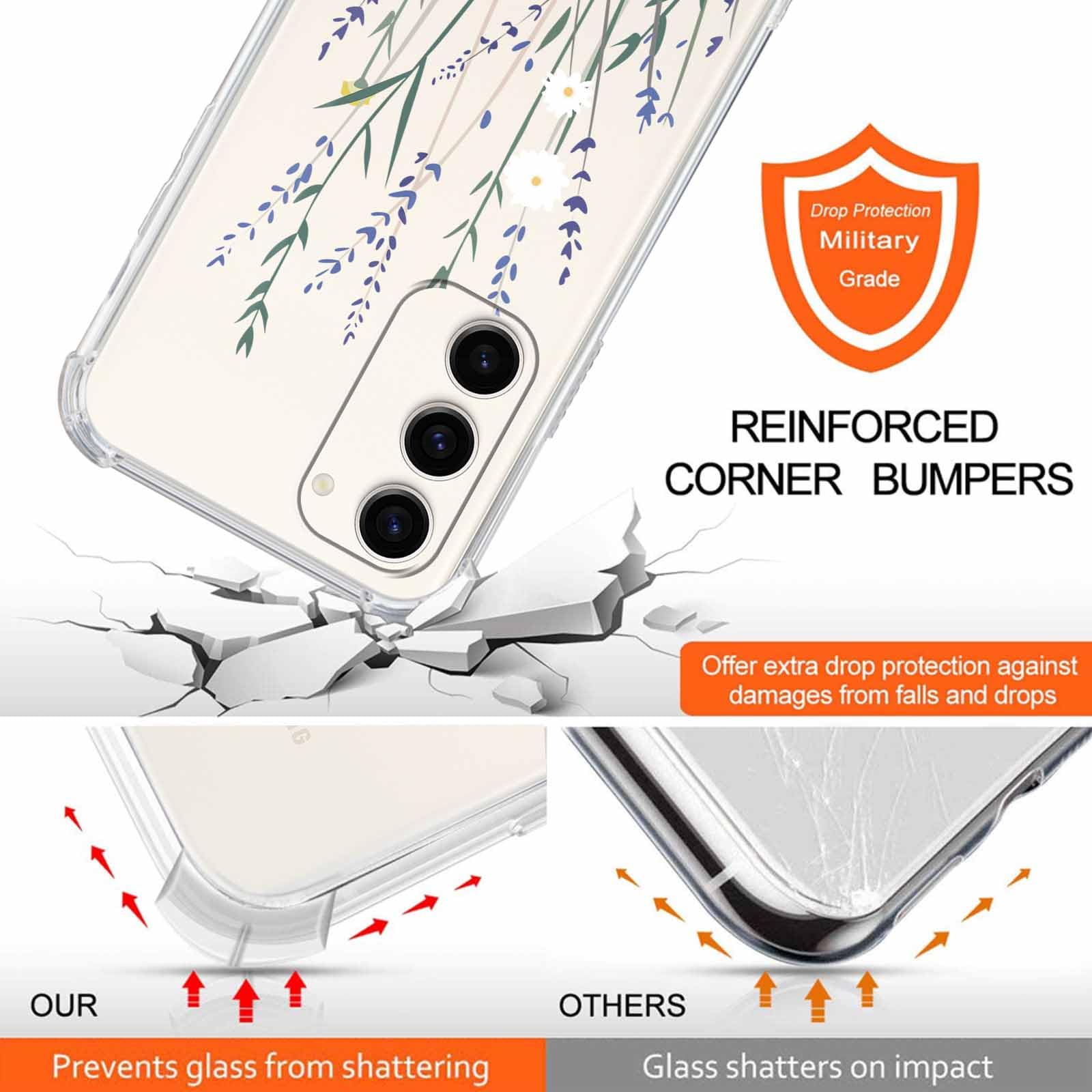 Yoedge Pasek na telefon, etui dla Samsung Galaxy S23 5G 6,1", etui z paskiem, miękki silikon TPU + PC, odporne na uderzenia, etui ochronne ze sznurkiem do zawieszenia, przezroczyste etui z estetycznym