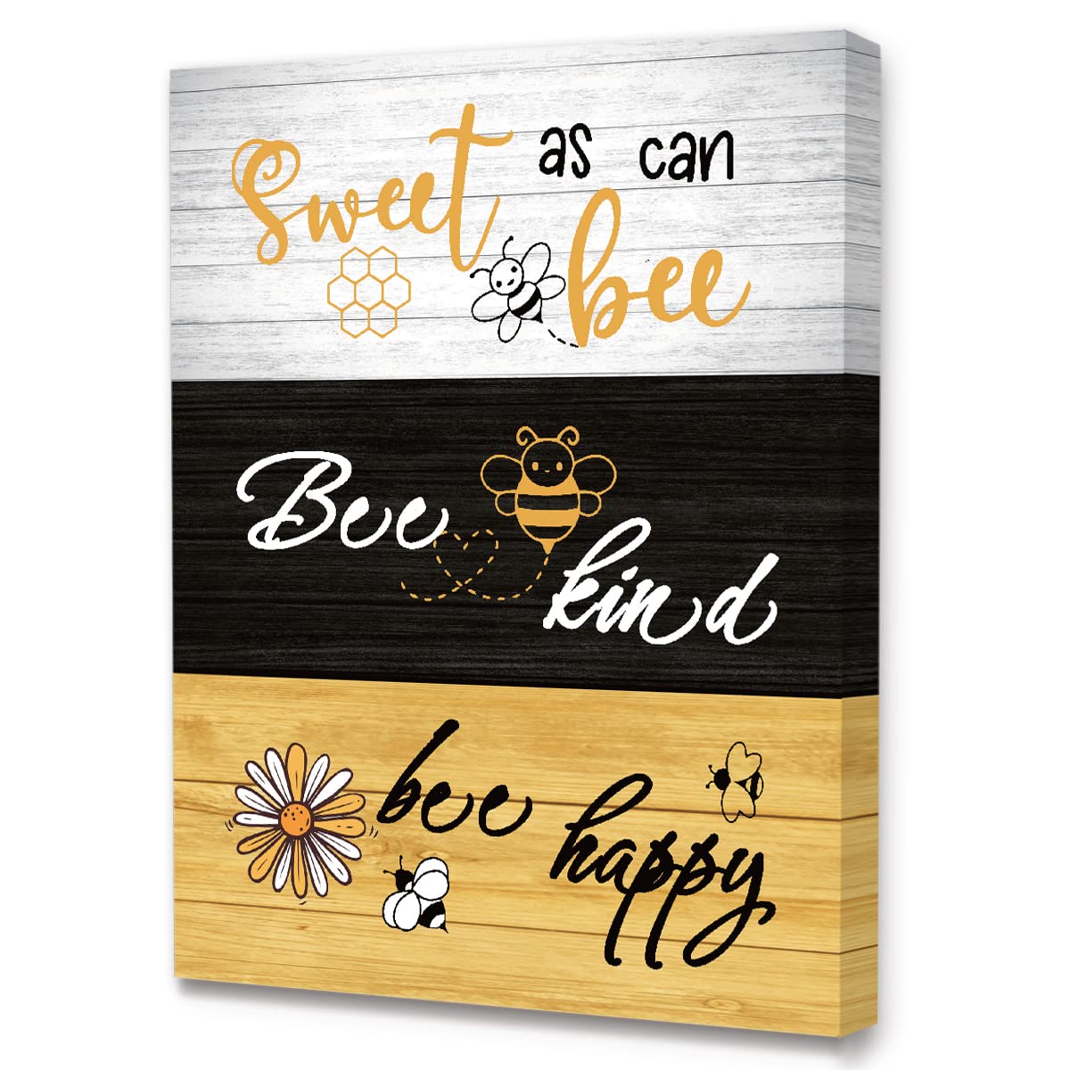 LISTNGBOModern Rustic Honey Bee Canvas Wall Art,Funny Bee Home Decor Wall Art Canvas Painting Framed Ready to Hang for Home Farmhouse Kitchen Dining Living Room Wall Decor-12 x 15 Inches